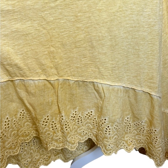 7 Agosto 100% Cotton Yellow Eyelet Hem Sleeveless High Low Maxi Dress size M - Picture 5 of 17